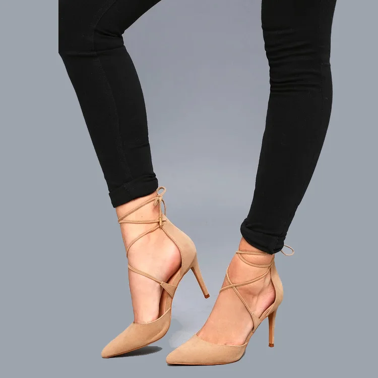 pointed toe cross strap heels