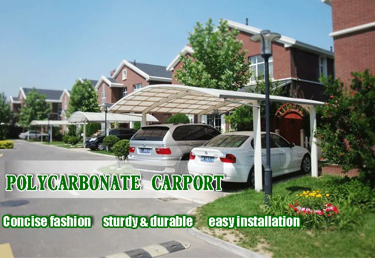Metal aluminium carports garages with polycarbonate sheet arched shelter roof for car parking motorcycle good price