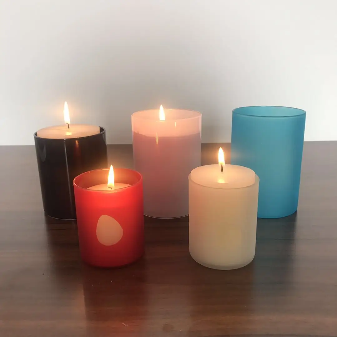 Christmas Souvenir 200ml Frosted Glass Candle Holder Glass Candle Jars