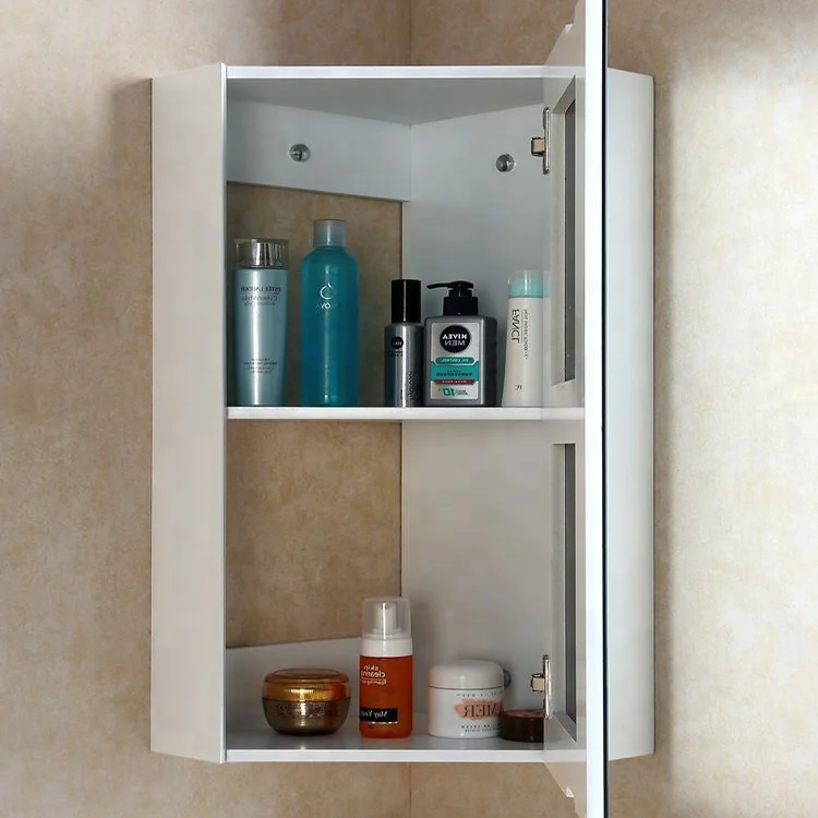 Small Size Plywood Painted White Bathroom Corner With Mirror