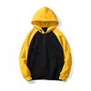 Fashion cotton polyester custom made print logo two tone men pullover blank hoodies