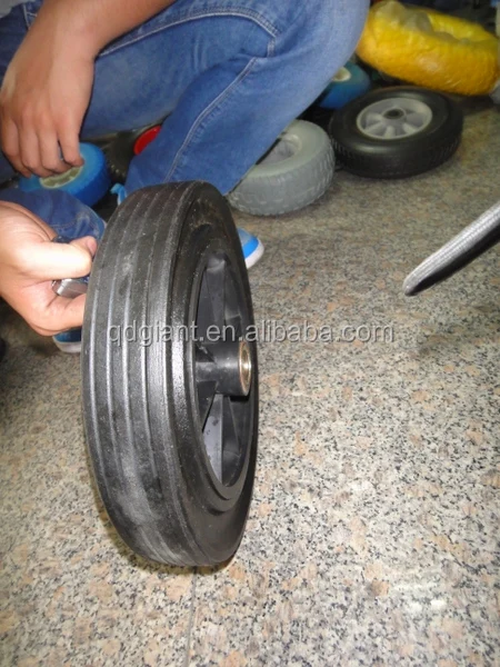 12 inch solid rubber wheel with plastic rim