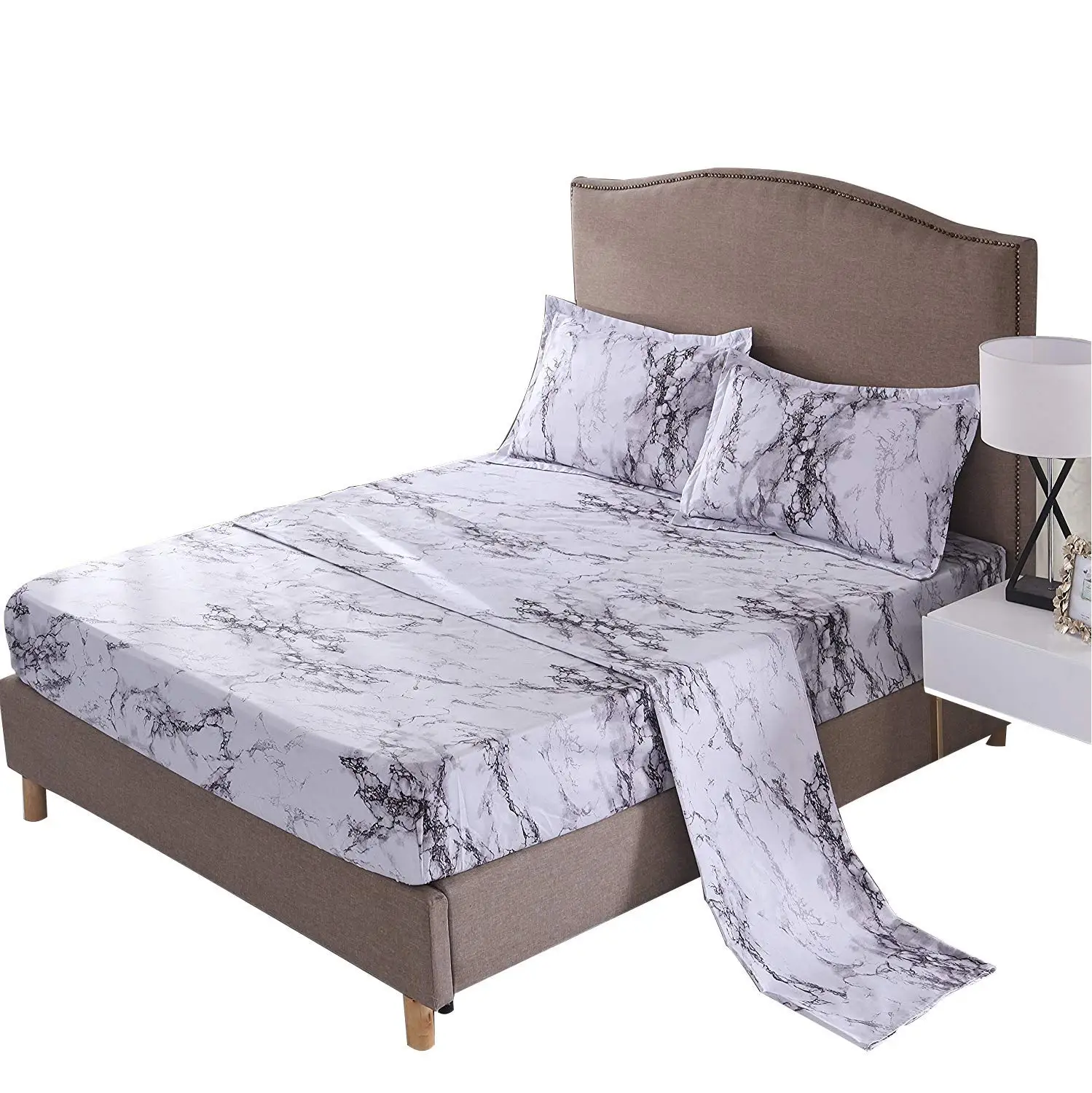 Full 1x Duvet Cover, 2X Pillow Shams WINLIFE 3D Marble Line Print Duvet Cover Include