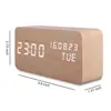 LED Cube Wooden Clock Voice Control Electronic Desk Table Clock LED Digital Watch no Radio For Kids Bedside Alarm Clock