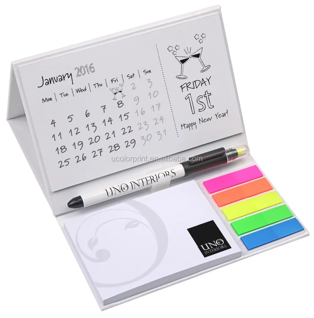 Hot Sales Custom Desk Calendar With Sticky Notes,Standing Sticky Note