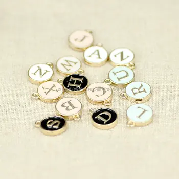 Diy Metal Alphabet Charms Pendant Gold Enamel Alloy Letters Diy Metal Alphabet Charms Pendant Gold Enamel Alloy Letters For Bracelet