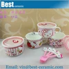 Promotional cute design hello kitty ceramic bowl set with lid