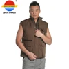 Wholesale 6 Pockets Mens Winter Cotton Padded Work Vest with Polyester Filling