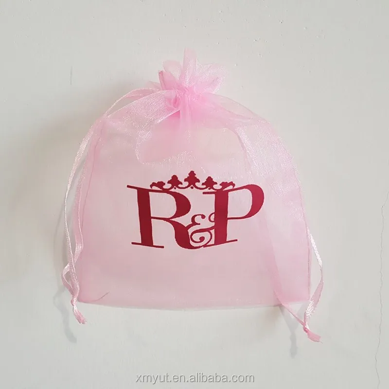 Small Custom Mesh Organza Drawstring Bags with Custom logo