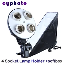 NEW photographic lighting 4 Socket Lamp with 20″x28″/50cm x 70cm Softbox for Digital Photo PSCSB4 photo studio accessories