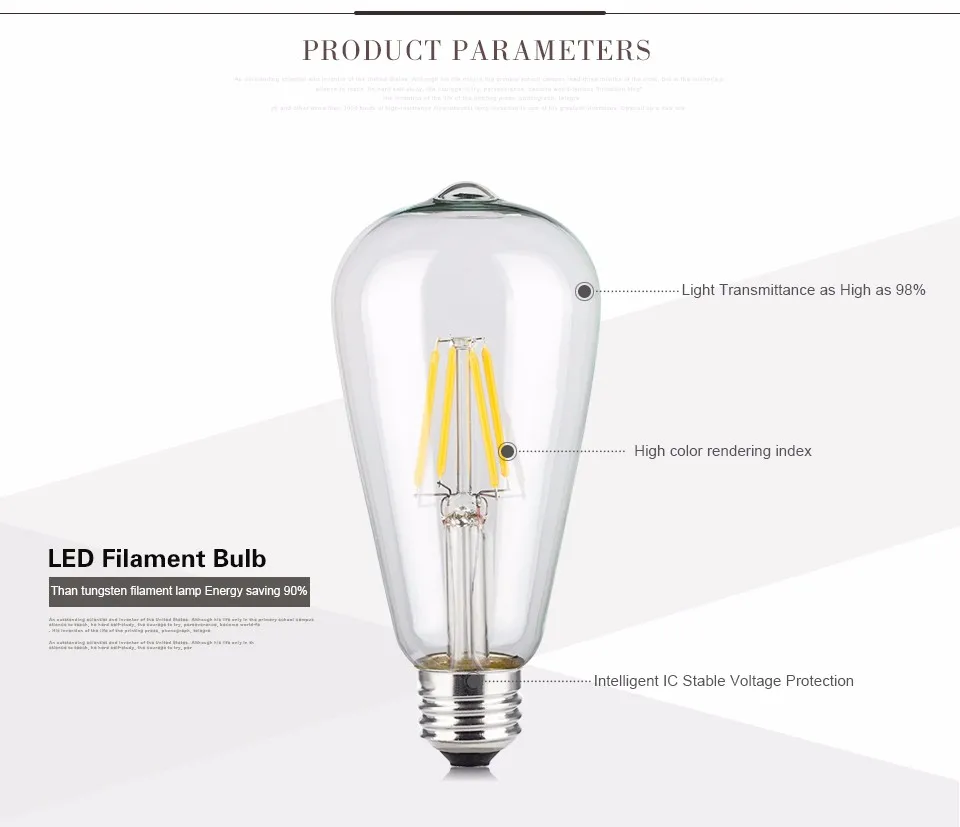 Stl 220v Led Cob Vintage Led Edison Filament Bulb Golden E27 Led Light