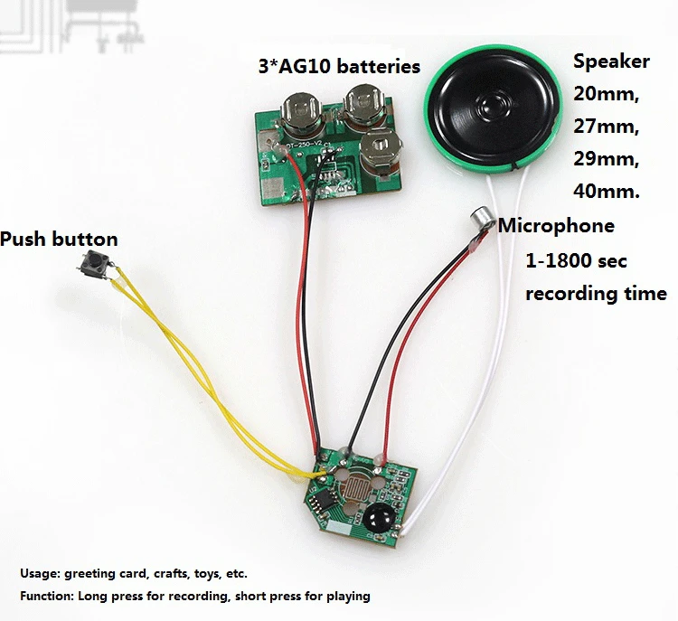Music Greeting Card Recording Device /push Button Sound Modules For