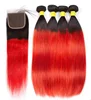 Peruvian Body Wave Hair Bundles Ombre Human Hair Bundles 1/ 3 / 4 Bundles Remy Hair Weaving Bundles 1B Coral Red Hair Extensions