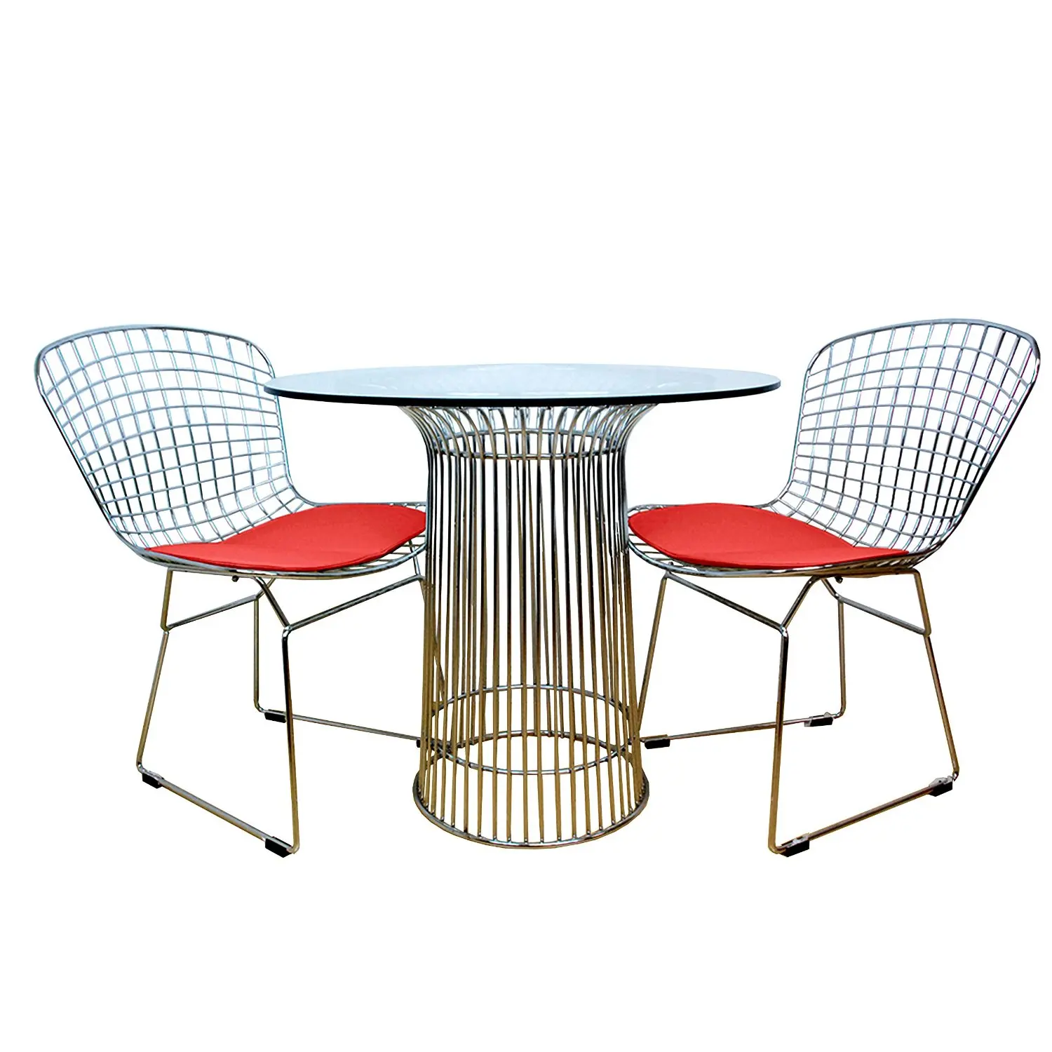 Mod Made Mid Century Modern 3 Piece Nat Chromed Steel Dining Nat Chromed Steel Dining