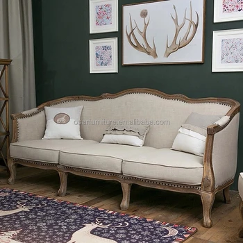 French Country Style Wing Back Nail Design Wooden Couch Sofa Wing Back Nail Design Wooden Couch Sofa