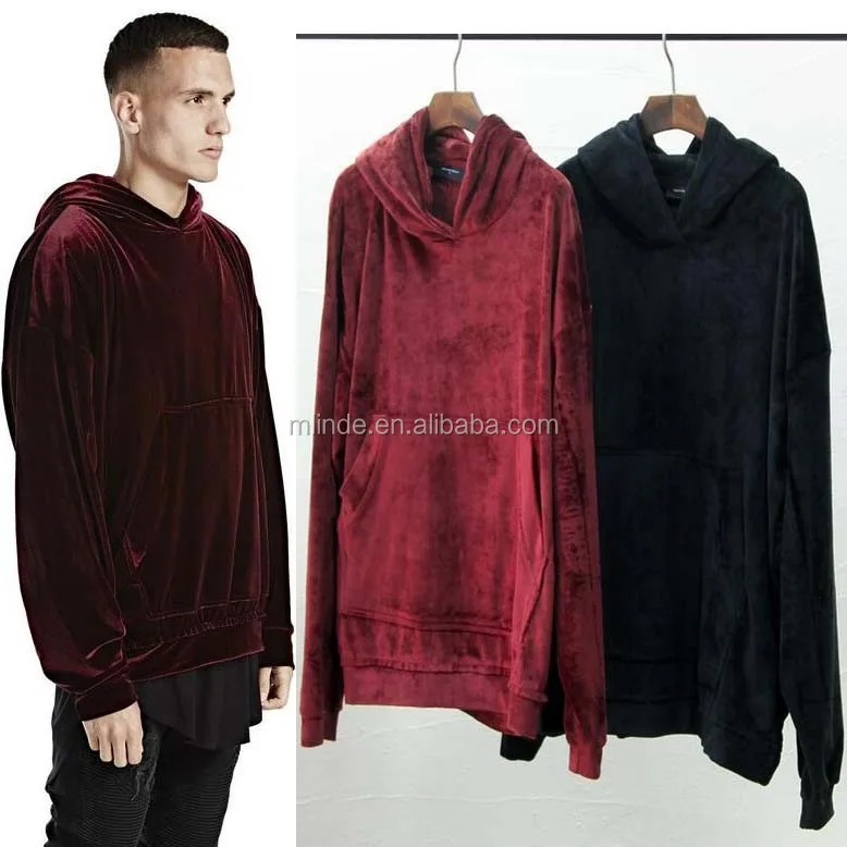 Casual Wear Apparel Velour Hoodie Men Hip Hop Streetwear Hype