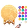 16 colors pat touch and remote control USB rechargeable led lights 3D LED Moon Night Light