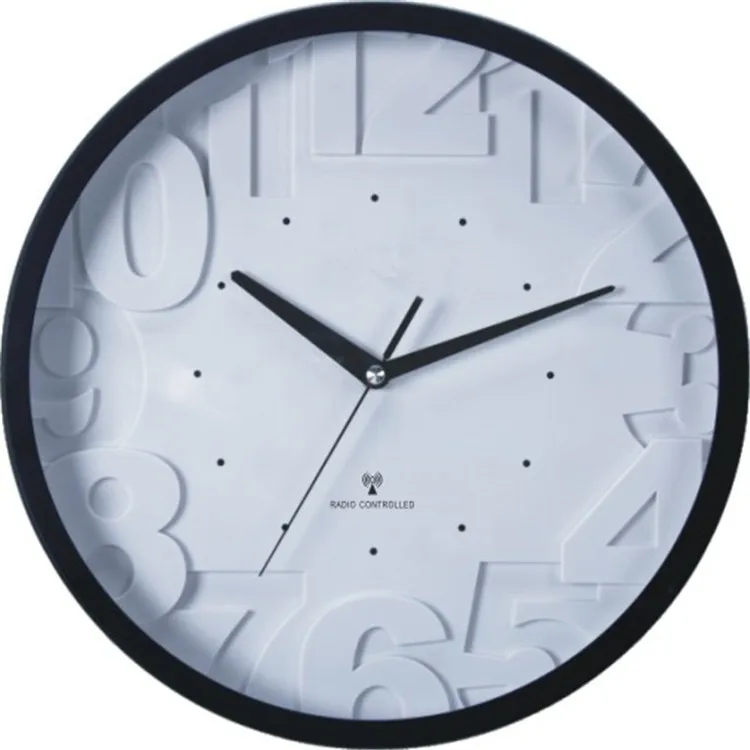 Plastic Radio Controlled Wall Mounted Clock Silent Luminous 3d Rc Wall