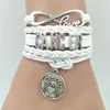 wholesale Braided Zodiac letter Horoscope Cancer Leo Libra Scorpio Pisces Leather Pendant Bracelet jewelry for women or men