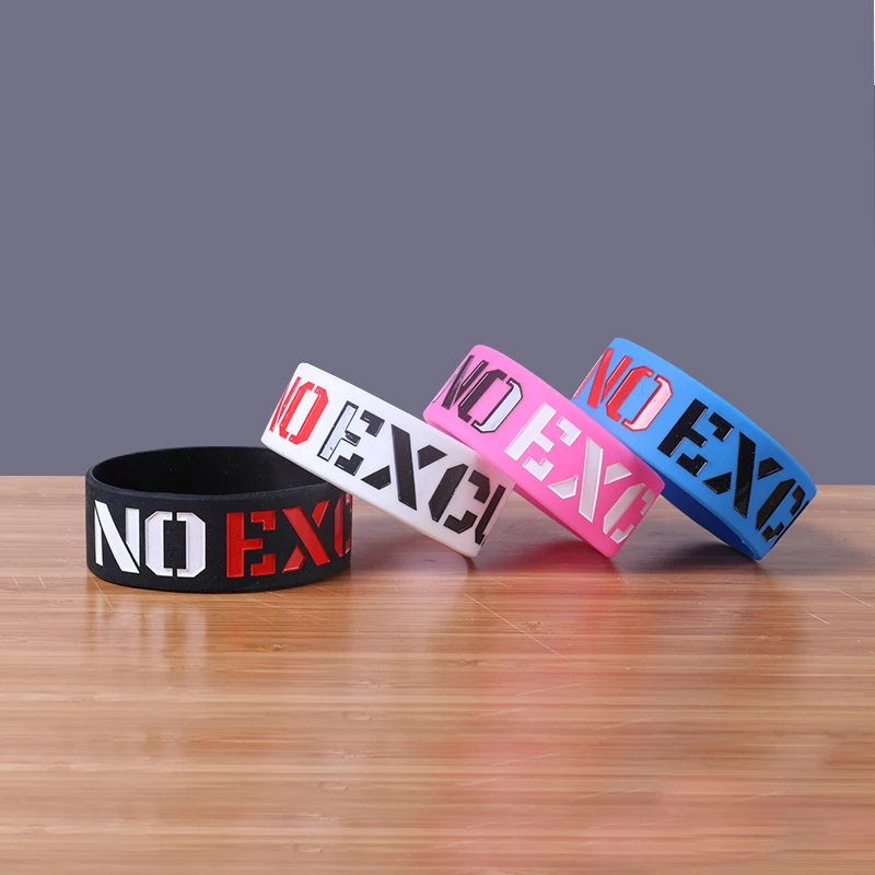 Custom 1 Inch Silicone Bracelets No Minimum Rubber Band No Excuse