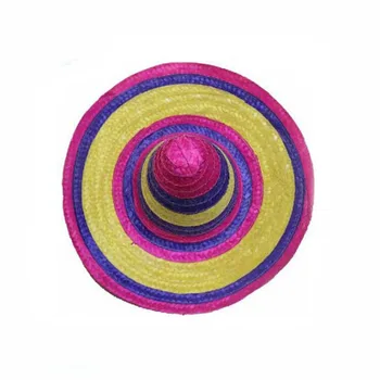 Custom Made Colorful Unisex Festival Wide Brim Paper Straw Hats Mini ...