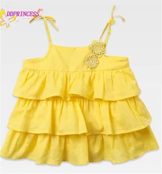 Cute Baby Girl Clothing White And Yellow Summer 100% Cotton Dress ...