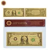 WR USD 1 Gold Plated Banknote US Colored Copy Paper Money with PVC COA Frame Home Decorative Collection