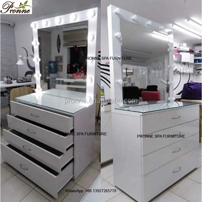 Professional White Gloss Portable Makeup Station With Lights Buy Makeup Station,Makeup Station