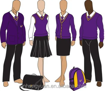 purple and grey school uniform