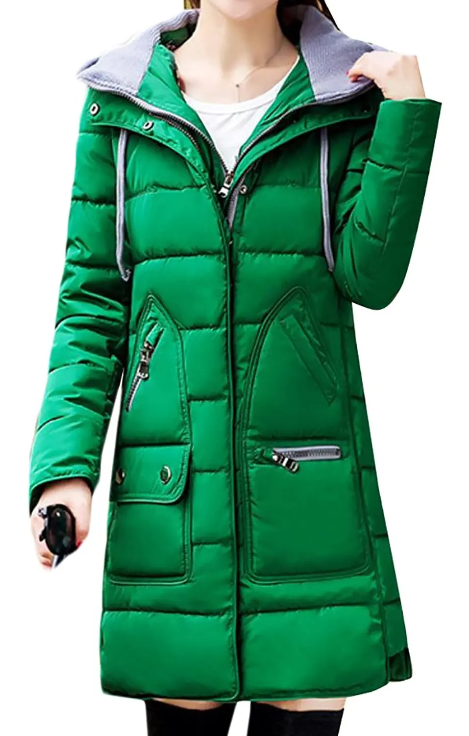 XTX Mens Full Zip Thermal Winter Hooded Thicken Long Down Puffer Coat Quilted Jacket Overcoat