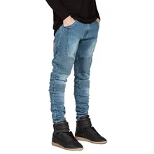 Famous Brand Men Straight Slim Fit Biker Jeans Pant Denim Trousers Jeans Men Biker Denim skinny Jeans Men Free Shipping