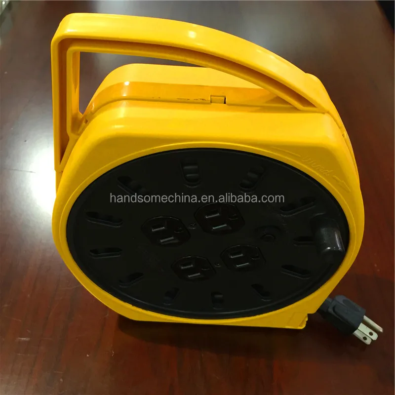 25 Ft Cord Reel With 4 Outlets Power Cord With Plug Retractable