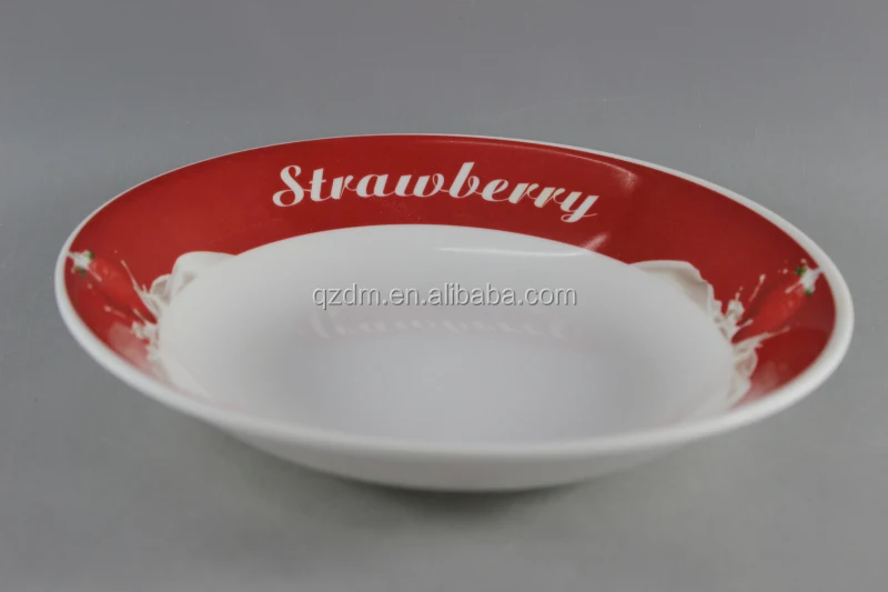 9inch Melamine Suop Plate Plastic Deep Plate Strawberry Print