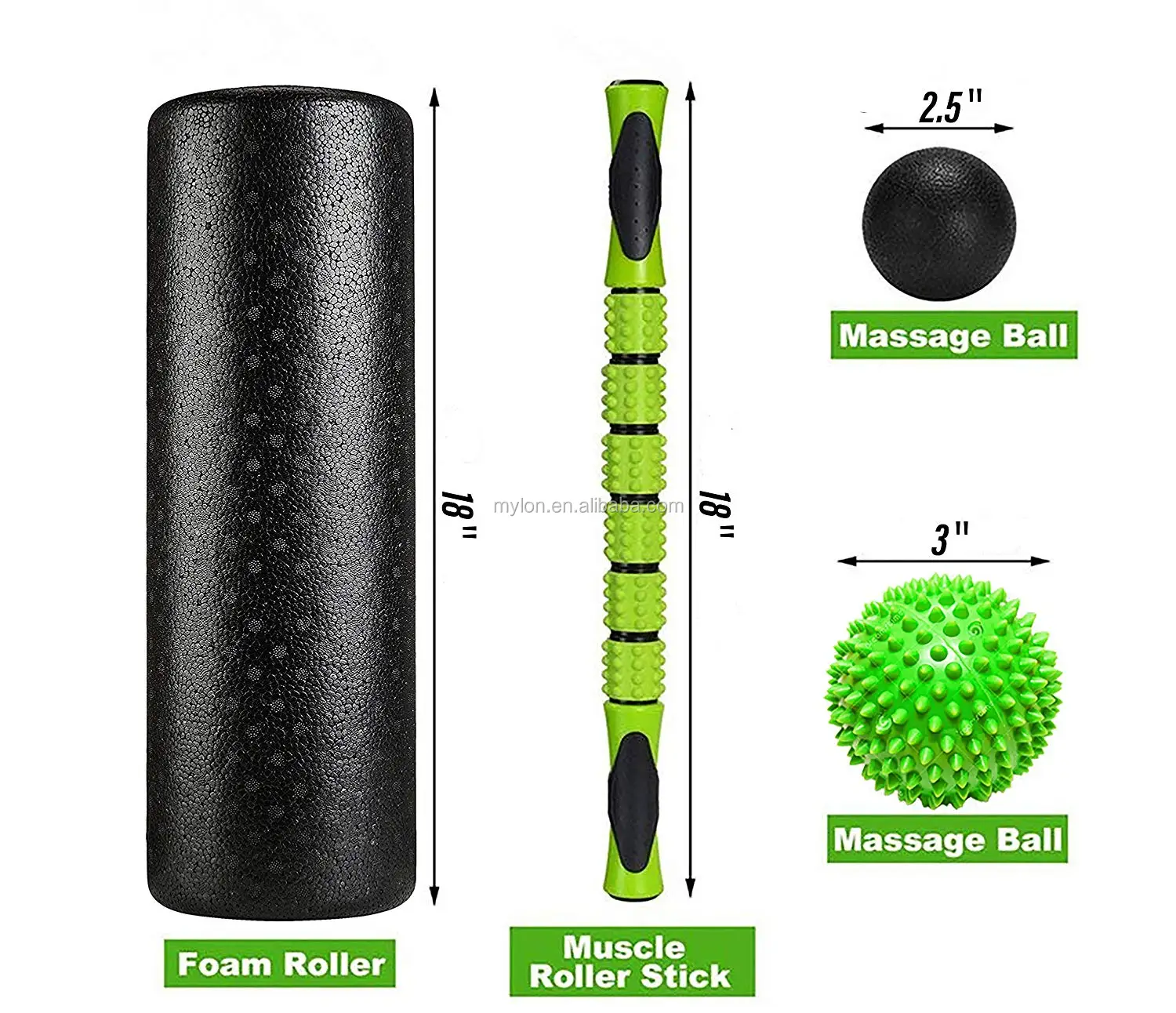 The Ultimate Foam Roller Set Large 18" Foam Exercise Set Massage Foam