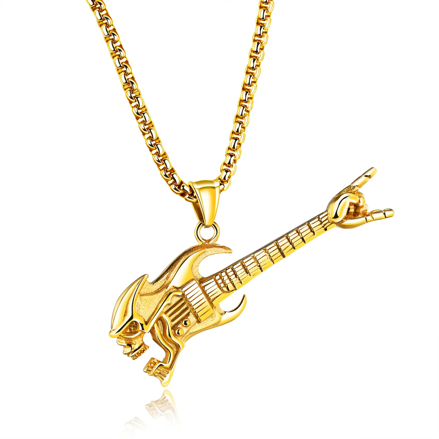 Rock Style Gold Guitar Pendant Necklace For Man Buy Silver Guitar Pendant Necklace Punk Jewelry Music Necklace Newest Design Stainless Steel Necklace Product On Alibaba Com