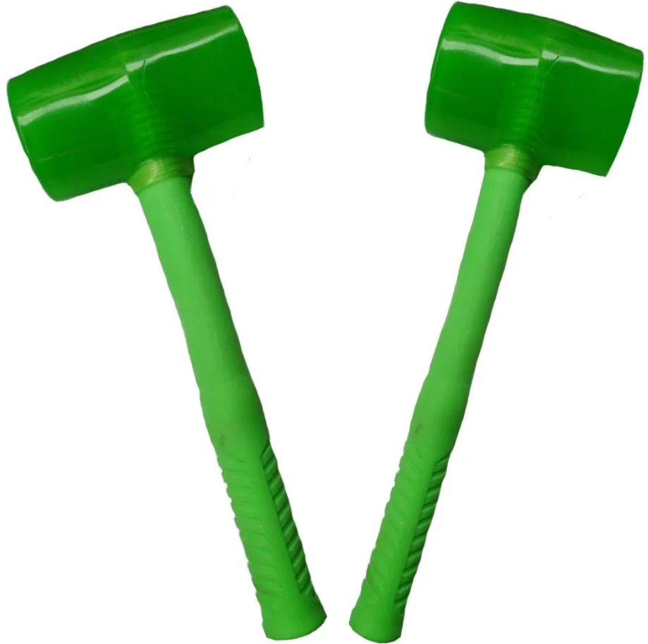 50/55/60/65mm Transparent Green Plastic Handle Round Rubber Mallet