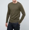 Hot Selling Autumn Cotton Round Neck Custom Green Plain Men T Shirt Long Sleeve