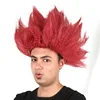 Red dragon ball cosplay super saiyan cartoon short hair wigs