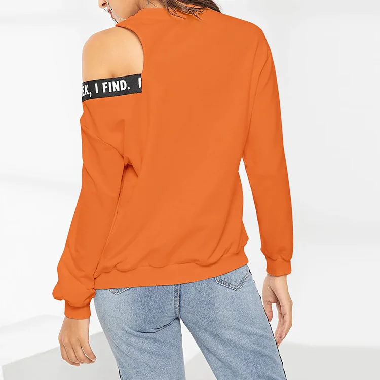 cold shoulder letter taped sweatshirt
