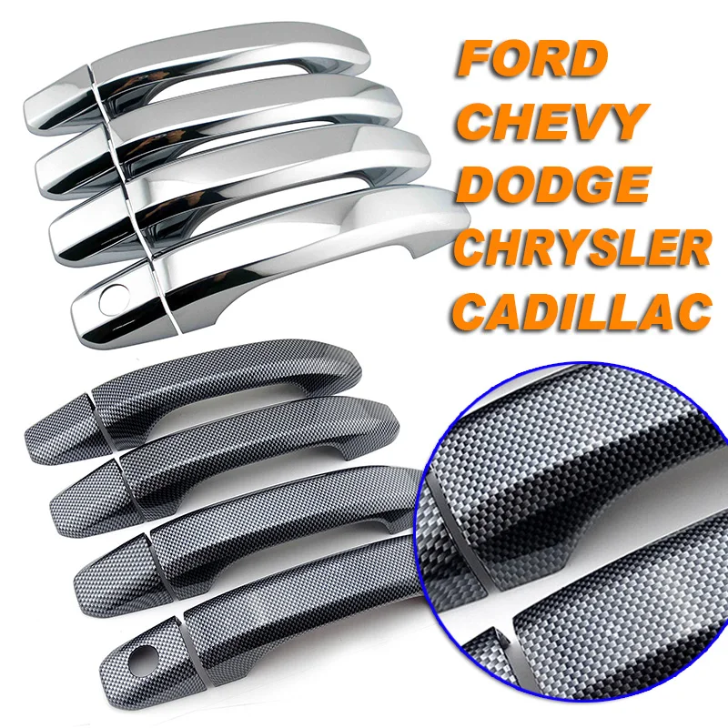 Plastic Abs Carbon Fiber Car Door Handle Cover Auto Chrome Door Handle Bowl Cover Plates For