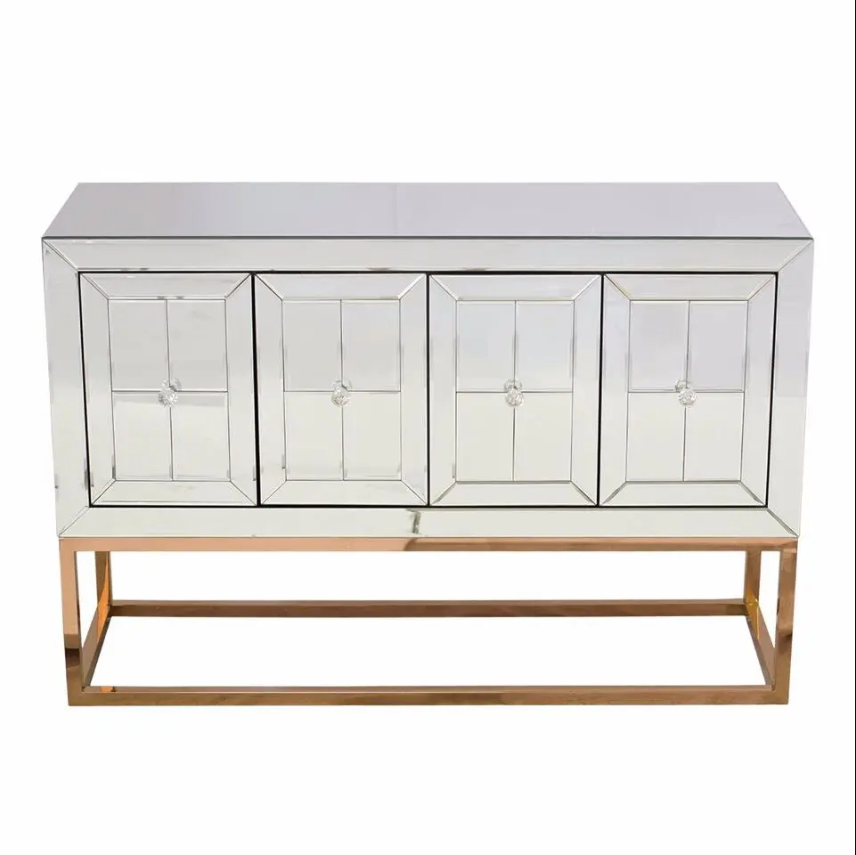 Living Room Furniture Mirrored Chest Mirrored Buffet Cabinet With