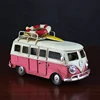 Retro Metal Crafts For Home Decoration Swimming Ring Skateboard On Top Of Vintage Bus Models For Home Decor Die Cast Bus Model