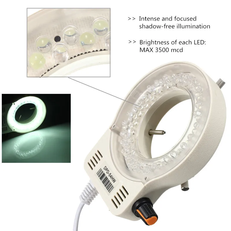 Adjustable Brightness 56 White LED Ring Light For Stereo Electron Microscope