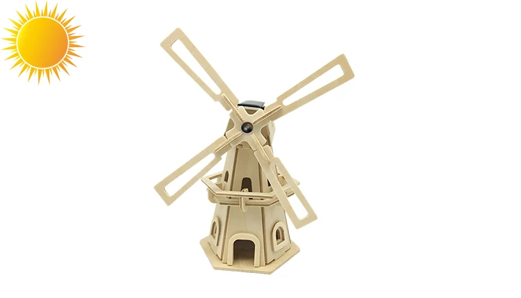 Laser Cut Solar Windmill Puzzle DIY Education Toy