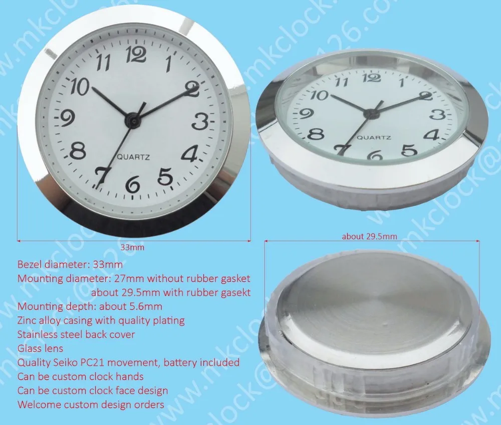 33mm small clock insert small metal clock fit-up watch insert movement ...