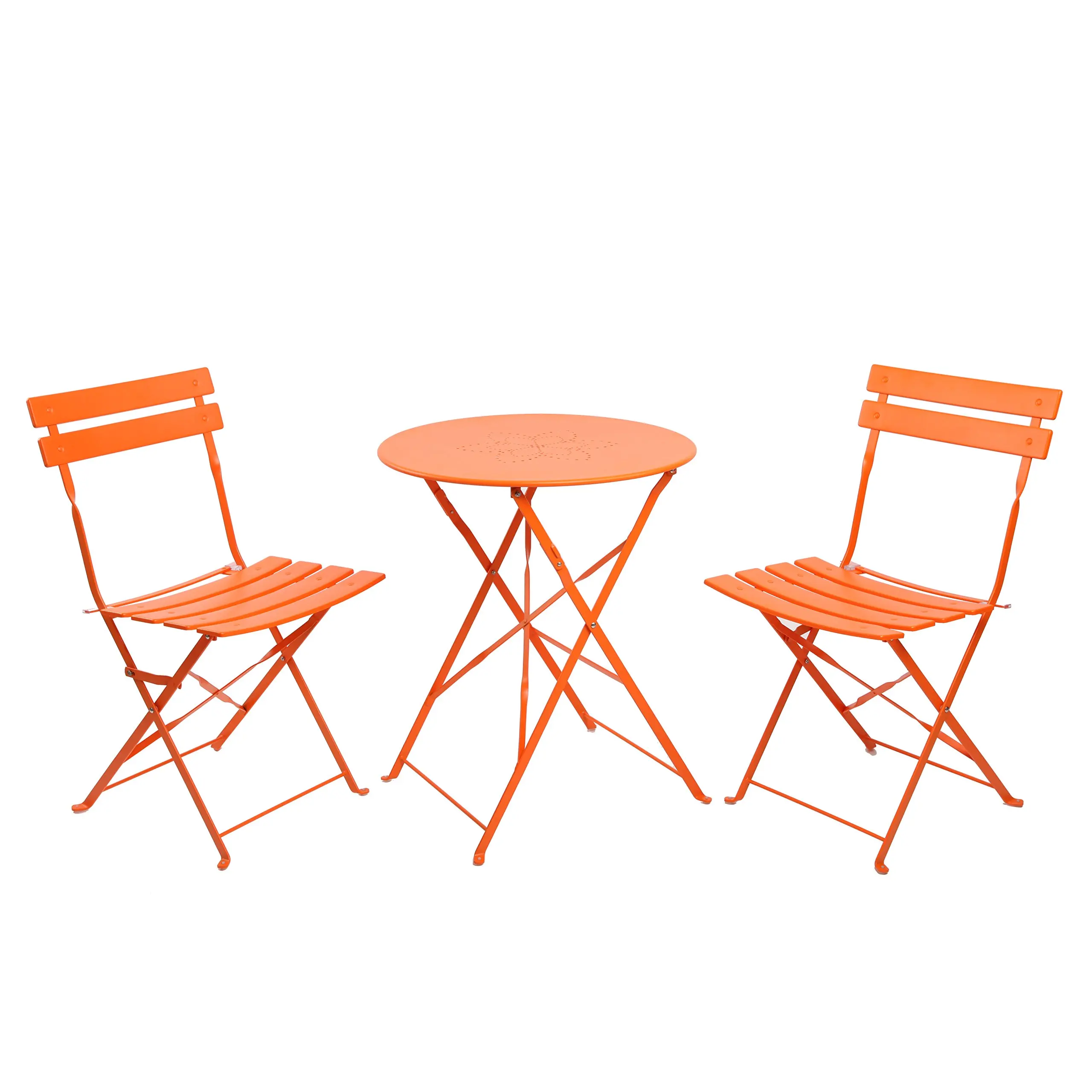 orange bistro table and chairs