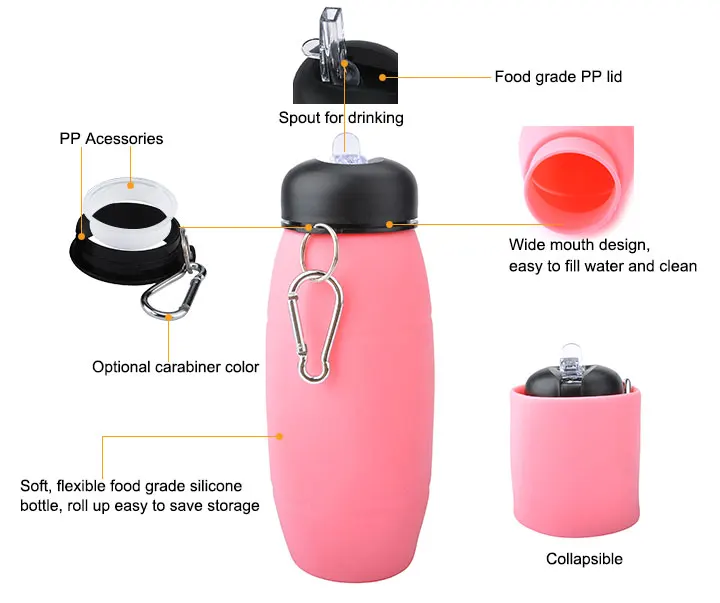 Compressible Silicone Personalized Water Bottles With Lid - Buy ...