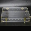 Metallic Hinged rectangle Clear acrylic Box with Brass