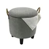 Hot selling round changing shoes stool with grey cloth for hallway furniture and any room