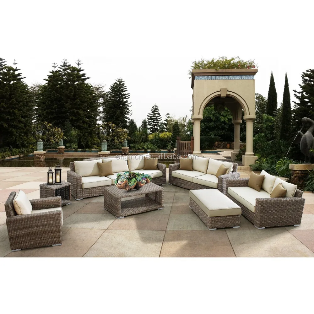 Luxury round rattan large garden use 8 seater sofa set and wicker ...